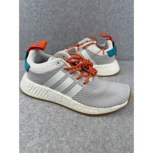 Adidas NMD_R2 Summer Originals Gray White‎ Orange Teal (Mens 4.5) Sneakers